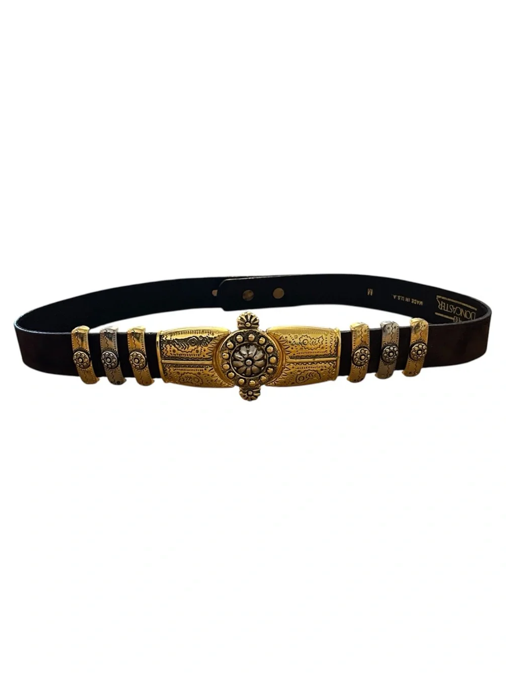 Vintage Doncaster Brown Suede Belt with Gold/Silver Cable Buckle
